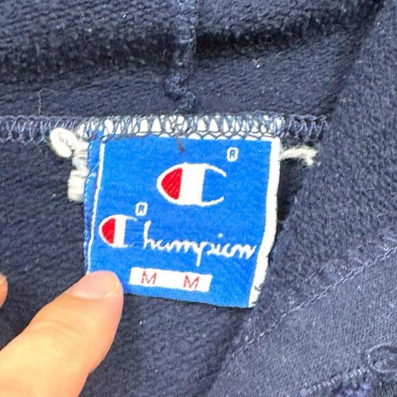 Vintage 80s Champion Hoodie Sweatshirt Mens Sz M Navy  Raglan Sleeve Canada Made - Picture 4 of 8